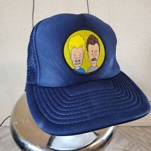 Vintage 90s Deadstock Canada Made Trucker Hat with Beavis and Butt-Head Patch